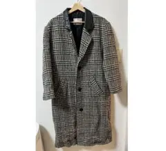 ウール混合 チェスターコート ブラック・ホワイトチェック