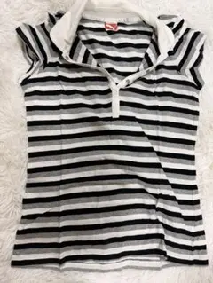 黒と白のストライプ 半袖Tシャツのサムネイル