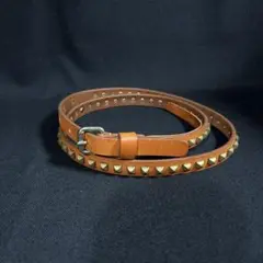 スタッズ付きブラウン本革ベルト