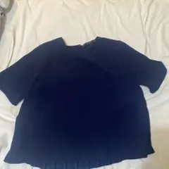 ZARA BASIC バックプリーツ 半袖ブラウス ネイビーのサムネイル