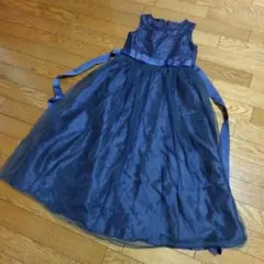 キャサリンコテージ　ネイビーレースドレス ウエストリボン付き　130