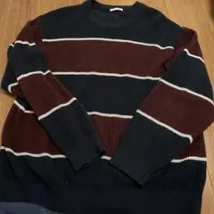 GU ストライプ ニットセーター XL
