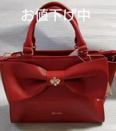 新品未使用　ショルダー　ハンドバッグ　赤　feroux