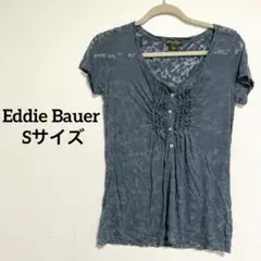 Eddie Bauer Vネック プリーツ Tシャツ Sサイズ