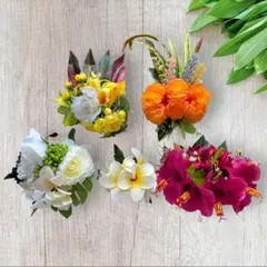 フラダンス　タヒチアン　髪飾　ヘアクリップ　 ハイビスカス　プルメリア　イリマ