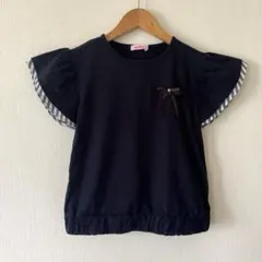 美品　familiar　半袖カットソー　Tシャツ　ネイビー150 フリル春
