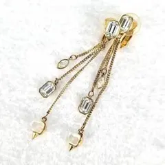 ◇極美品◇スワロフスキー イヤリング 3連ドロップ ゴールド 9