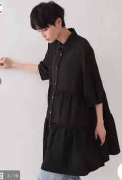 ‼️半額以下最終価格‼️ ふくれジャカードティアードチュニックブラウス