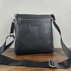 美品】良品工房 日本製 本革 レザー ショルダーバッグ 黒 シボ革 縦型 