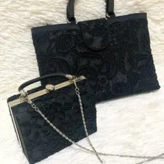 ビーズバッグ 2点セット パーティーバッグ ポーチ 2way ハンドバッグ