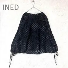 INED イネド 長袖シャツ ブラウス 9号 ドット柄 水玉模様 白 黒