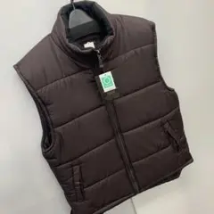 新品★メンズ★Mサイズ★Yollins★襟フリース 中綿ベスト 茶色 4112