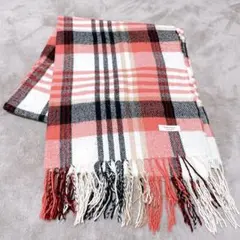 マフラー チェック ピンク