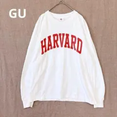 ジーユー／カットソー S 長袖 プリント カレッジロゴ ロンT コットン 白のサムネイル