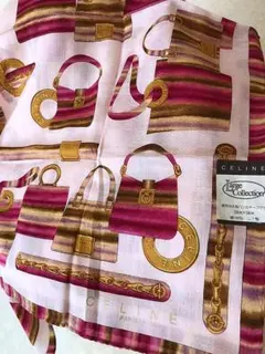 セリーヌレア柄マカダム柄透かし織り＆バッグ柄大判ハンカチミニスカーフ膝掛け②