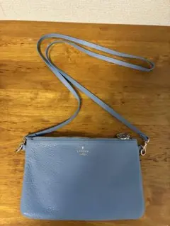 ライトブルー レザー ショルダーバッグ