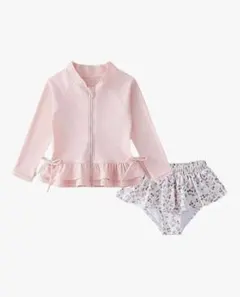 子供 水着 女の子 セパレート 3点セット 帽子付き 長袖 ラッシュガード