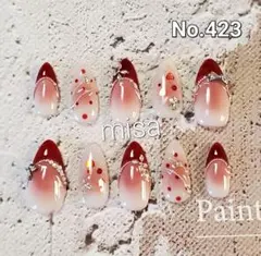 【オーダー】マグネットネイル　チークネイル　フレンチ　ビジュー ネイルチップ