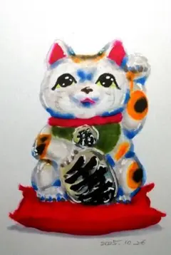 招き猫 絵画 風水 ドローイング
