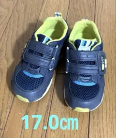 ムーンスター　キャロット　ネイビー　3E スニーカー　17cm