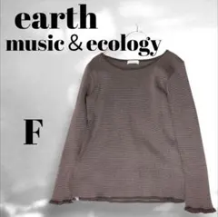 リブカットソー ボーダー ブラウン 長袖 F earth