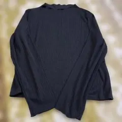 リブ編み 黒 長袖 トップス M シンプル黒の長袖カットソー サイズ表示M