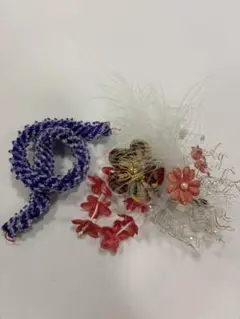 七五三　新品　髪飾り　2点セット　花飾り　ファーとラメのネット