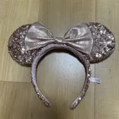 ミニーマウス　カチューシャ　スパンコール　ローズピンク