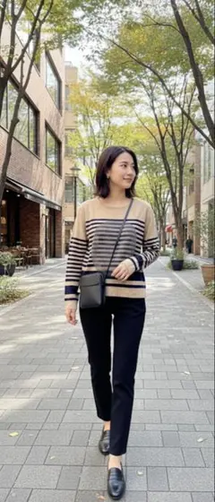 新品ま未使用品　ボーダー柄長袖ニットセーター