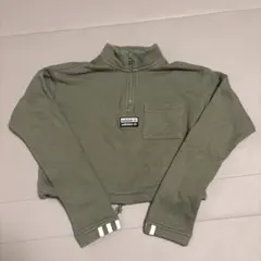 adidas ハーフジップ トレーナー XS オリーブグリーン