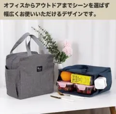 【グレー】ランチバッグ ミニトート お弁当 保温 保冷 防水 大容量