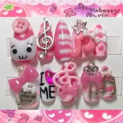【現品】平成女児ネイル ピンク 音符 I♡ME ウィッシュコア グランジ y2k
