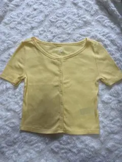 GAP イエロー リブクロップドTシャツ