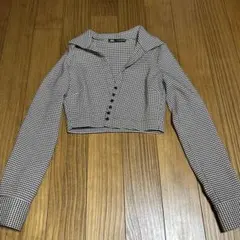 ZARA 千鳥柄 クロップド丈 長袖シャツ