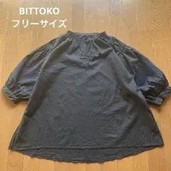 BITTOKO ビットコ　ブラウス　カットソ　刺繍レース　フリーサイズ　七分袖