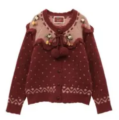 PINKHOUSEピンクハウス チェリーモチーフ使いヨーク編みニット 