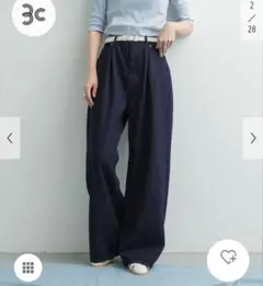 アーバンリサーチドアーズ　デニムタックワイドパンツ　ワンウォッシュ　М