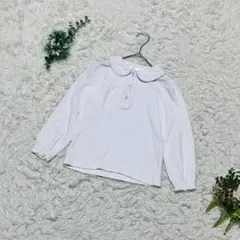 【Puca club】 ❣️刺繍入り長袖ブラウス❣️丸襟 フォーマル 白 120
