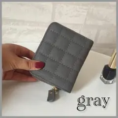 SALE♡ ミニ 財布 コンパクト ステッチ柄 グレーのサムネイル