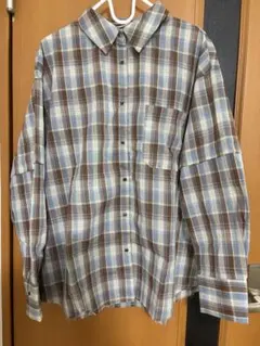 2WAY袖チェックオーバーシャツのサムネイル