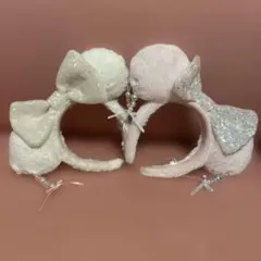 東京ディズニーリゾート ミニーマウス イヤリング カチューシャ ホワイト ピンク