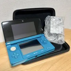 【即発送】Nintendo 3DS アクアブルー 充電器付き ハードケース付き