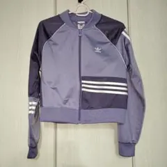 adidas　アディダス　トレフォイル　 紫 ストライプ ジャージ　短丈 adidas アディダス トレフォイル 紫 ストライプ ジャージ 短丈 - メルカリ