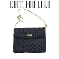 美品エディットフォールルチェーンショルダークラッチミニバッグブラックゴールド黒金のサムネイル