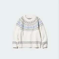 新品 今季 UNIQLO キッズ スフレヤーンセーター 150cm オフホワイト