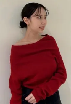 mila owen ドレープデザインオフショルニットトップス