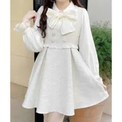 ROJITA ボウタイリボンツイードワンピース