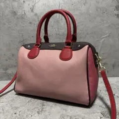 美品✨️コーチ 2way ミニボストンバッグ ショルダー レザー バイカラー