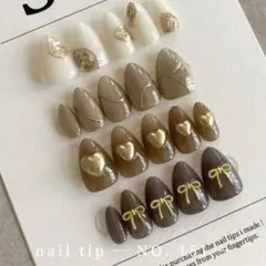 【151】20本セット まとめ売り リボンネイルチップ ハートネイル マグネット