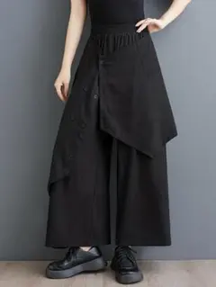 ワイドパンツ 無地 カジュアル おしゃれ度高め 個性的なデザイン 九分丈 人気